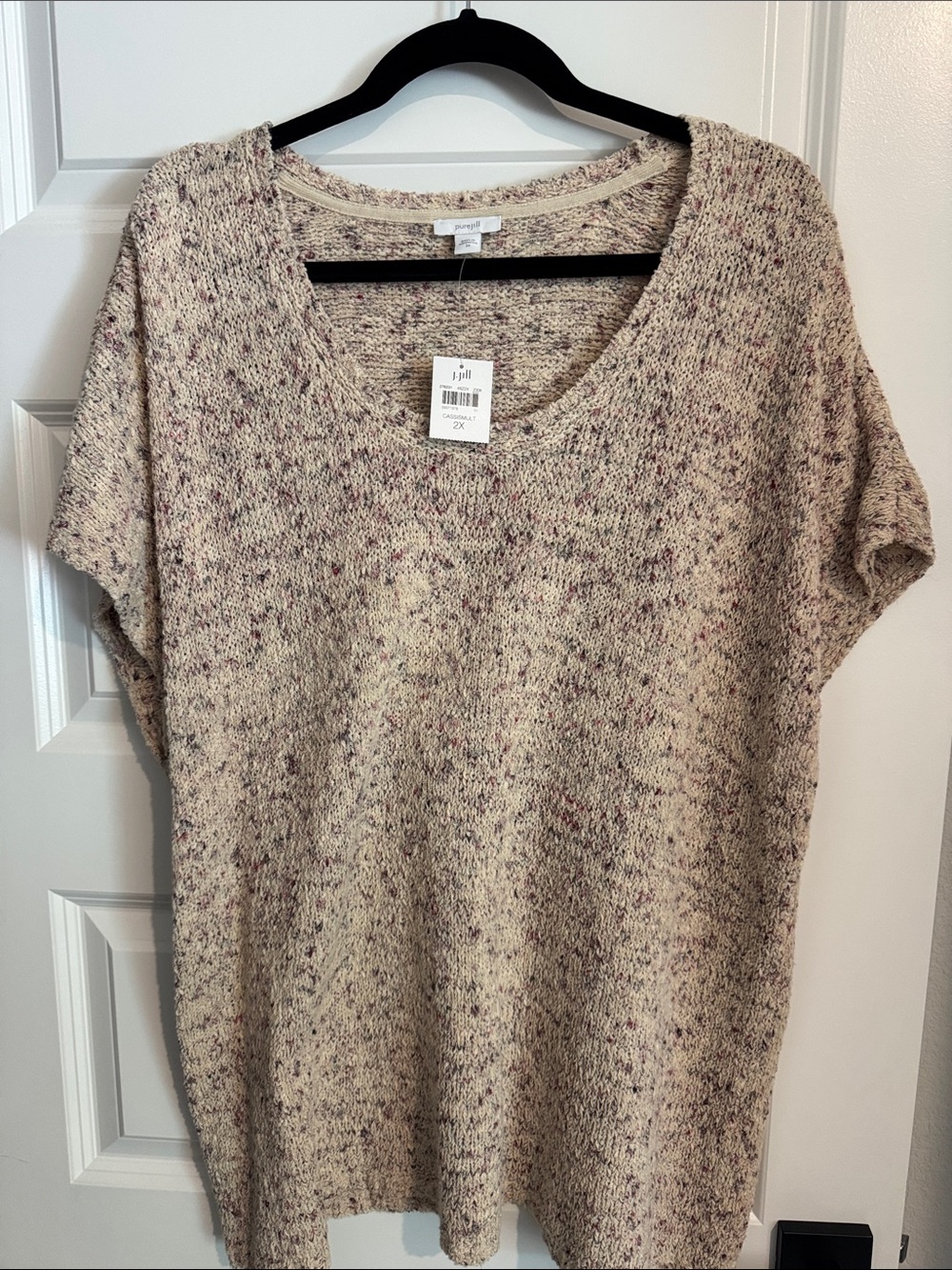 J. Jill Cream Sweater with Pink and Brown Flecks